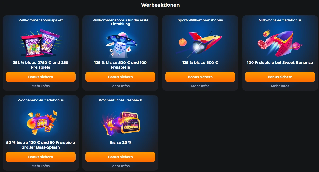 Bonusangebote im CosmicSlotz Casino mit Willkommensbonus, Cashback und Reload-Boni